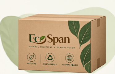 Printed EcoSpan master carton with natural, sustainable and global reach marks